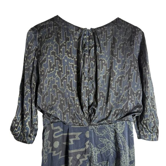 Etro Italian Silk Geometric Print 3/4 Sleeve Sheath Dress Size 8 - Picture 11 of 16